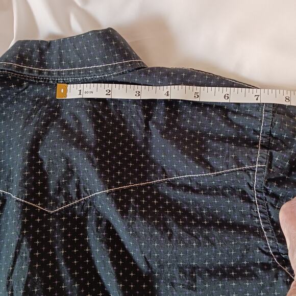 RED RANCH Western Rodeo Roping Dress Shirt Blue size Kid's Medium Pearl Snaps - Picture 6 of 7